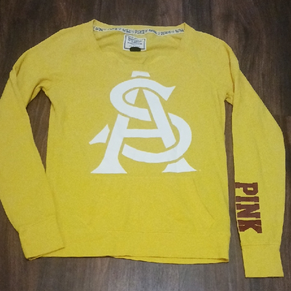 PINK Victoria's Secret Yellow Top with White Accents